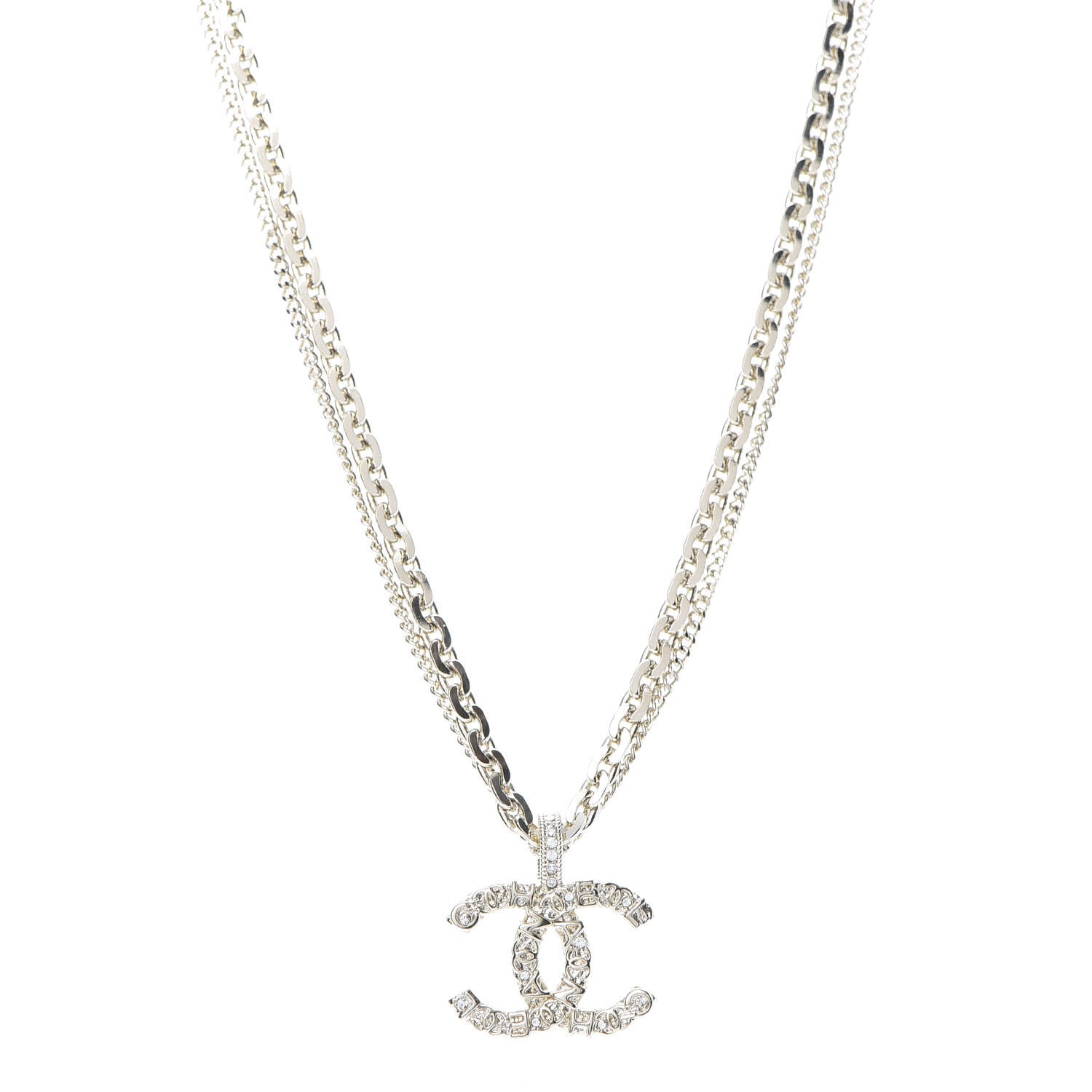 Chanel Crystal CC Multi Strand Chain Necklace Gold 1 of 5