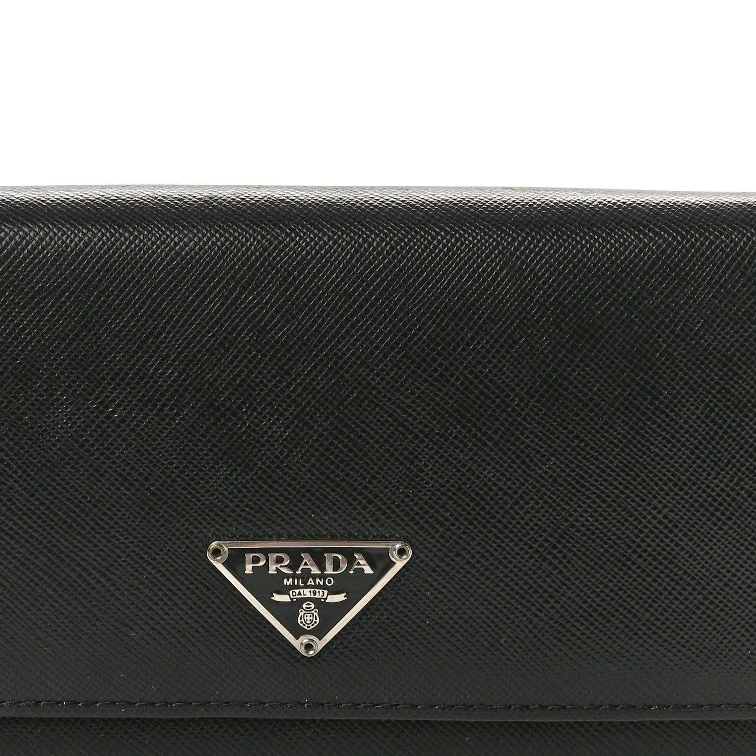 Prada Saffiano Triangle Continental Flap Wallet Black 8 of 8