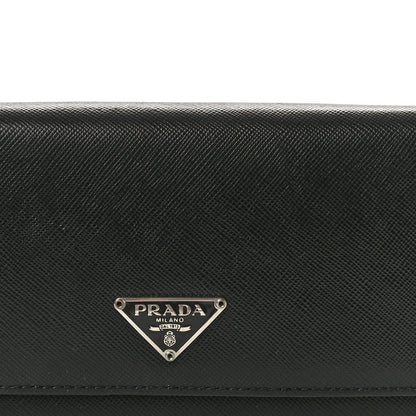 Prada Saffiano Triangle Continental Flap Wallet Black 8 of 8