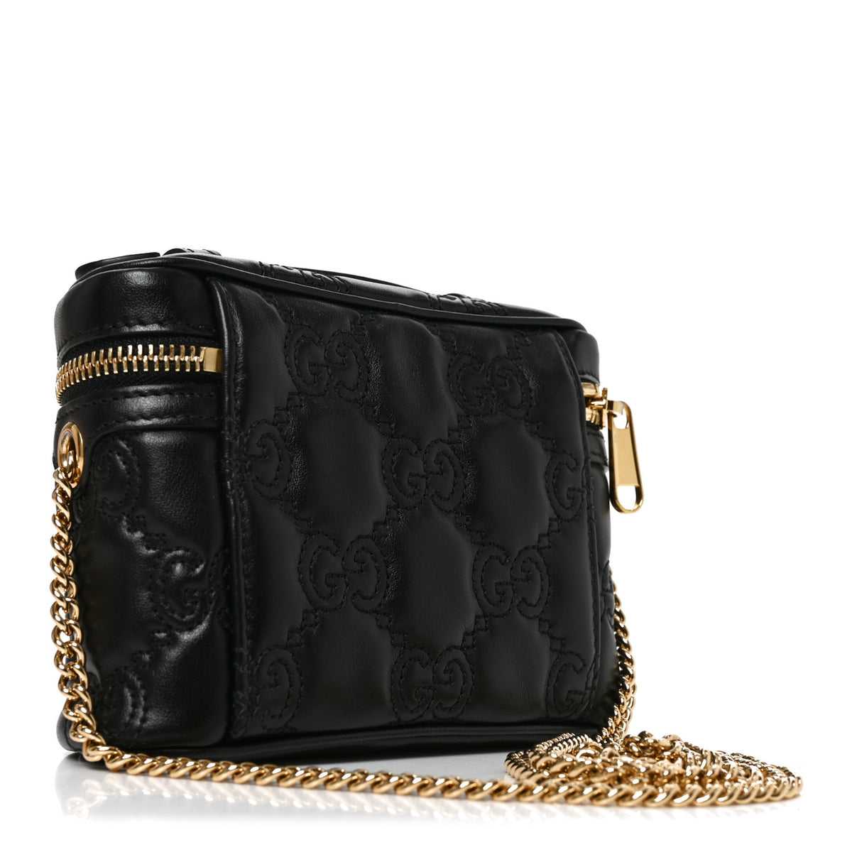 Calfskin GG Matelasse Mini Top Handle Bag Black