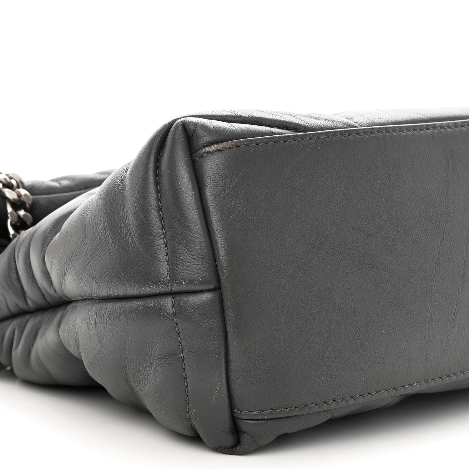 Saint Laurent Lambskin Quilted Small Loulou Puffer Monogram Chain Satchel Concrete 9 of 16