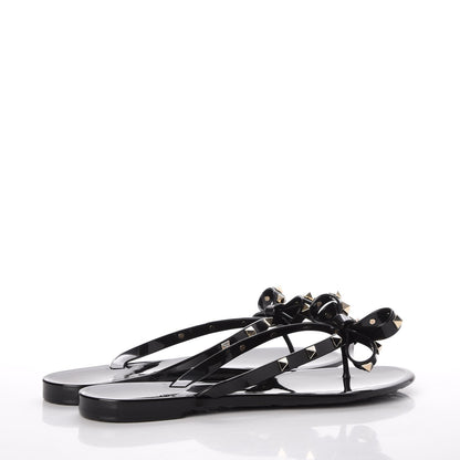 Valentino Garavani PVC Jelly Rockstud Bow Thong Sandals 40 Black 4 of 8