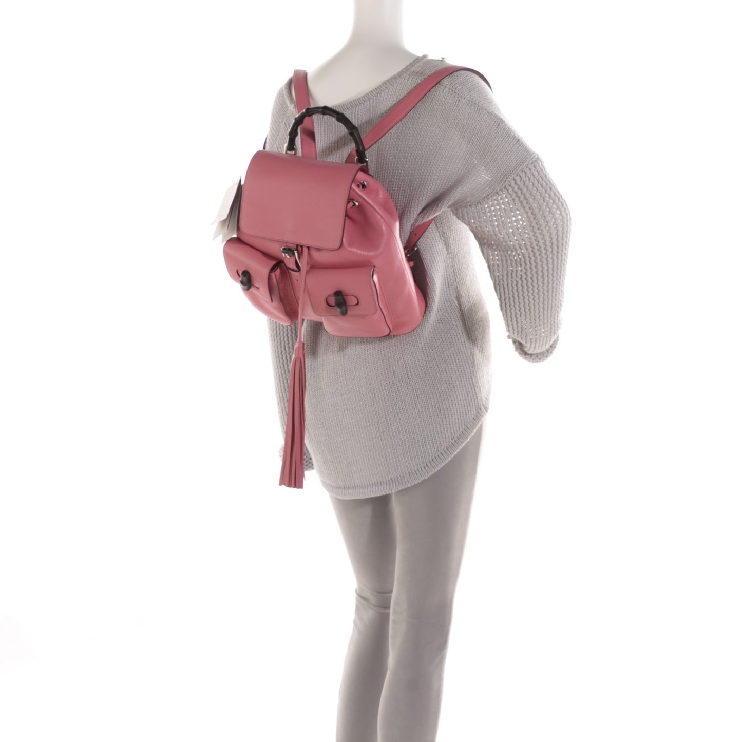 Cellarius Calfskin Medium Bamboo Backpack Glossy Pink