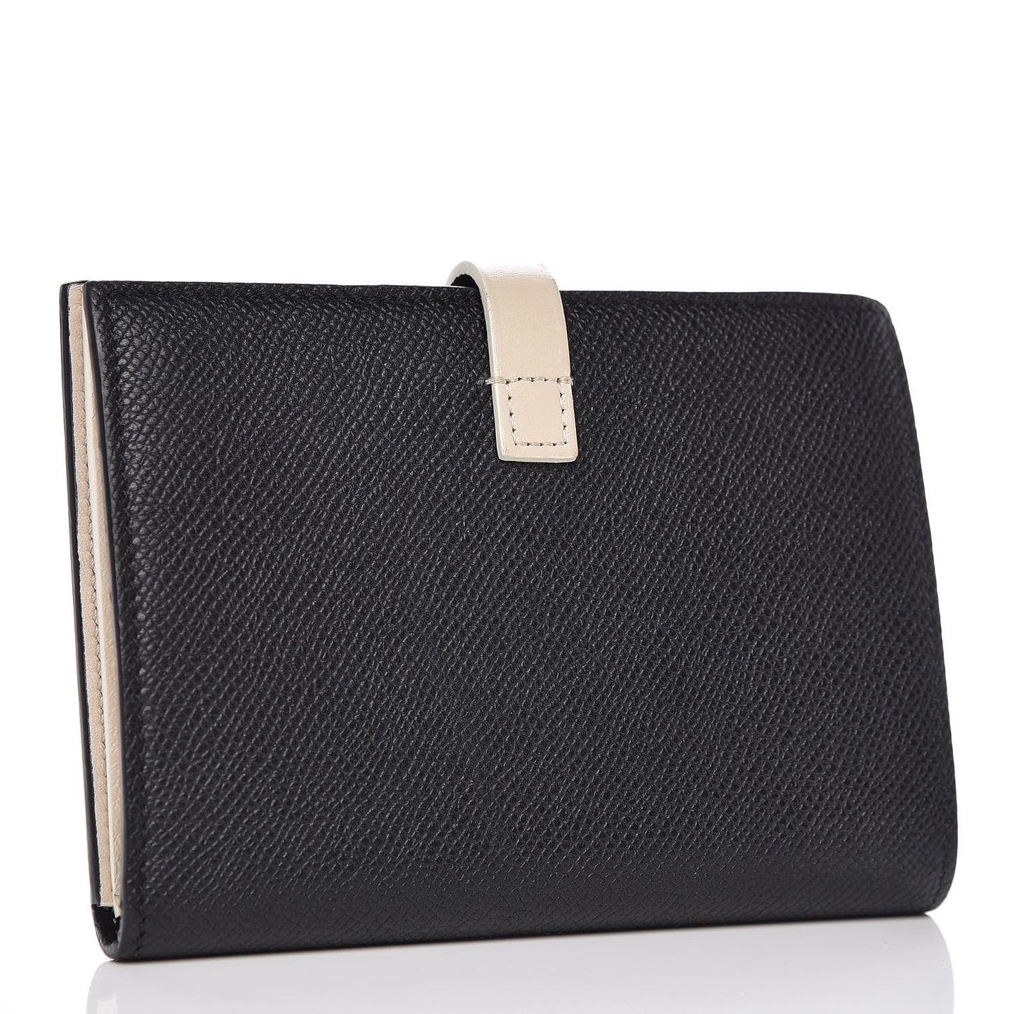 Grained Calfskin Medium Multifunction Strap Wallet Black Chalk