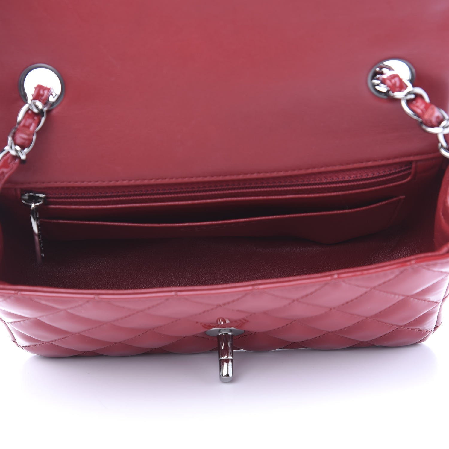Chanel Patent Calfskin Quilted Mini Rectangular Flap Red 5 of 12