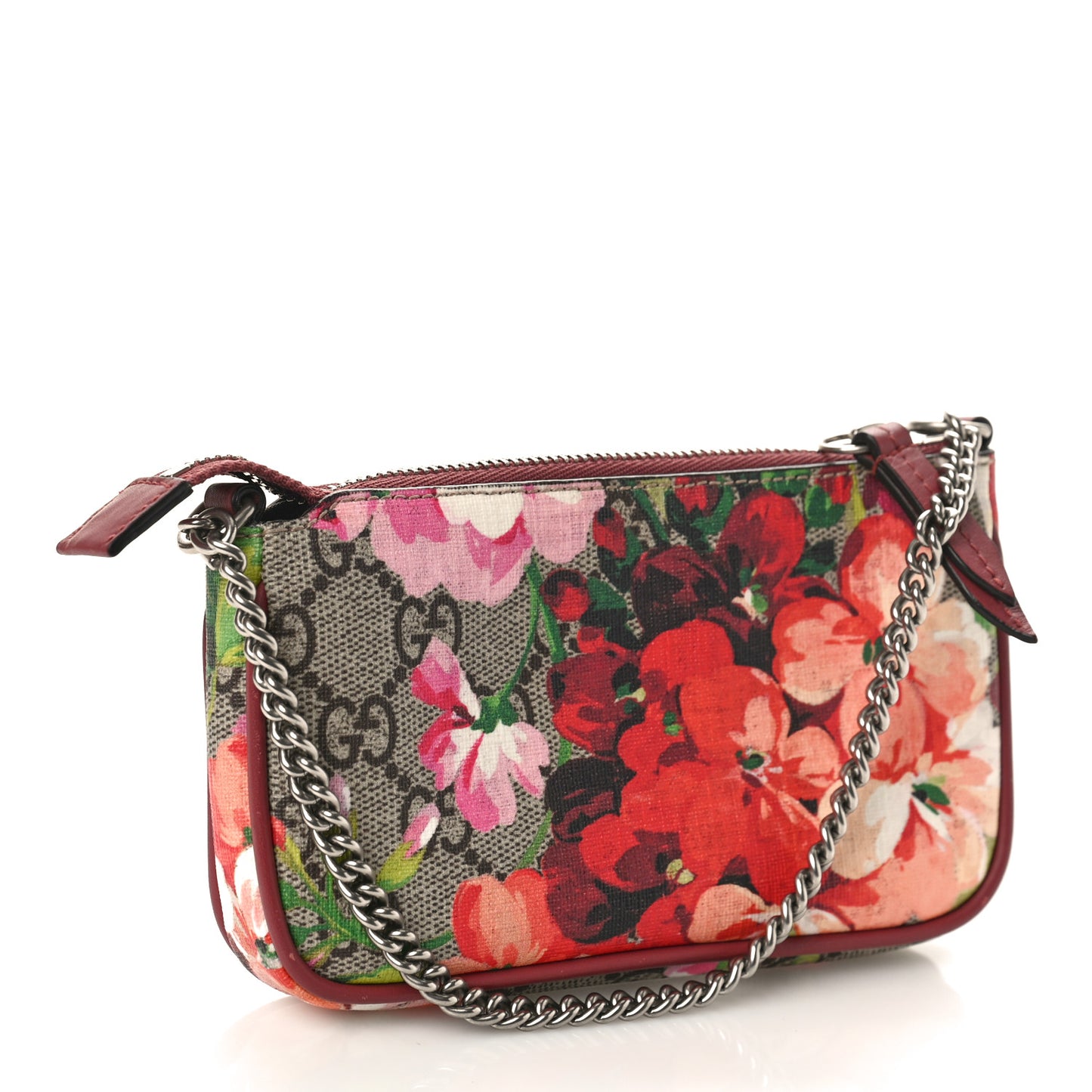 GG Supreme Monogram Blooms Mini Chain Bag Beige Multicolor Dry Rose