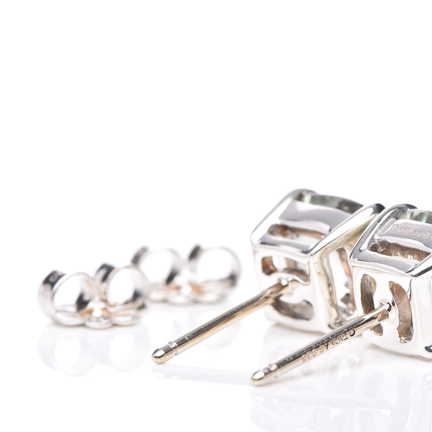 Tiffany Sterling Silver Green Quartz Sparklers Earrings 3 of 5