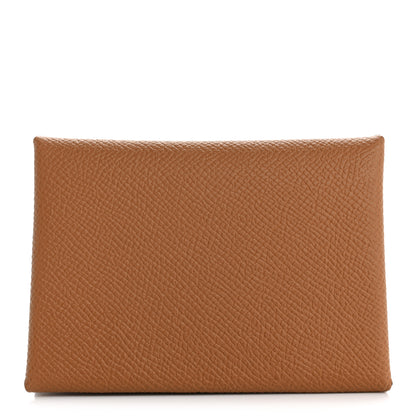 Hermes Epsom Calvi Duo Card Case Gold 1 of 8