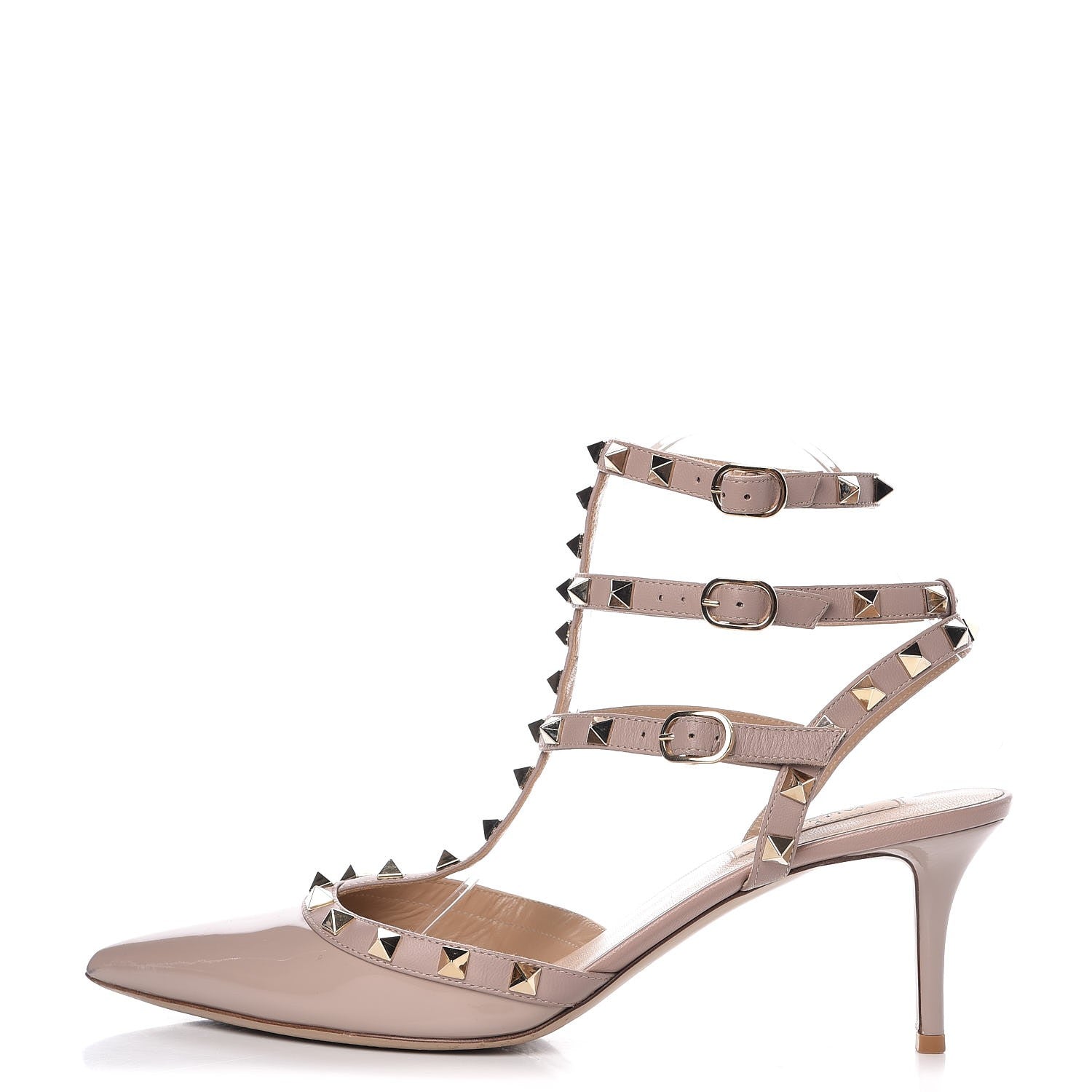 Valentino Garavani Patent Nappa Rockstud Ankle Strap 65mm Pumps 41 Poudre 1 of 14