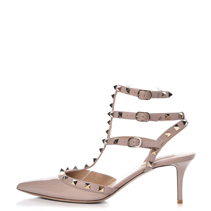 Valentino Garavani Patent Nappa Rockstud Ankle Strap 65mm Pumps 41 Poudre 1 of 14