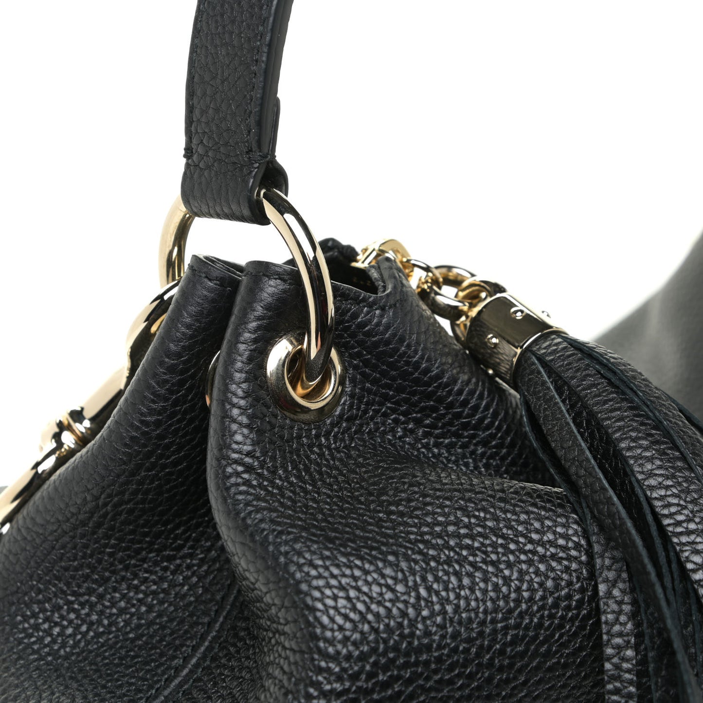 Pebbled Calfskin Large Soho Hobo Black