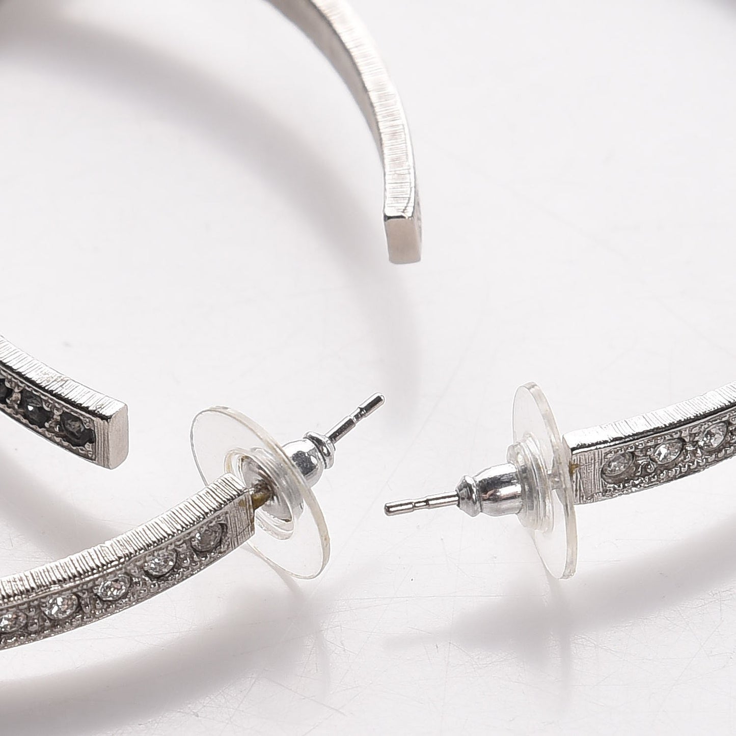 Crystal CC Large Hoop Earrings Grey Silver