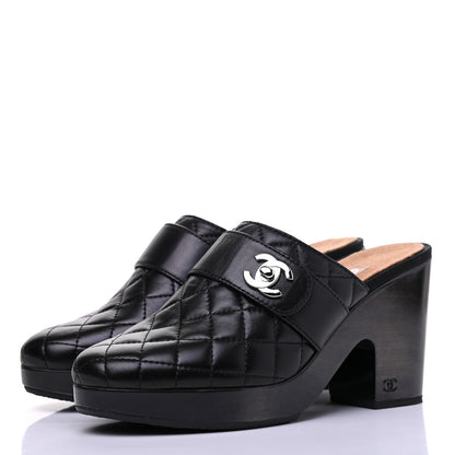 Chanel Lambskin Quilted CC Turn Lock Clogs 41.5 Black 3 of 8
