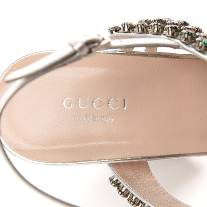 Gucci Nappa Silk Crystal Bertie High Heel Sandals 40 Argento 8 of 9