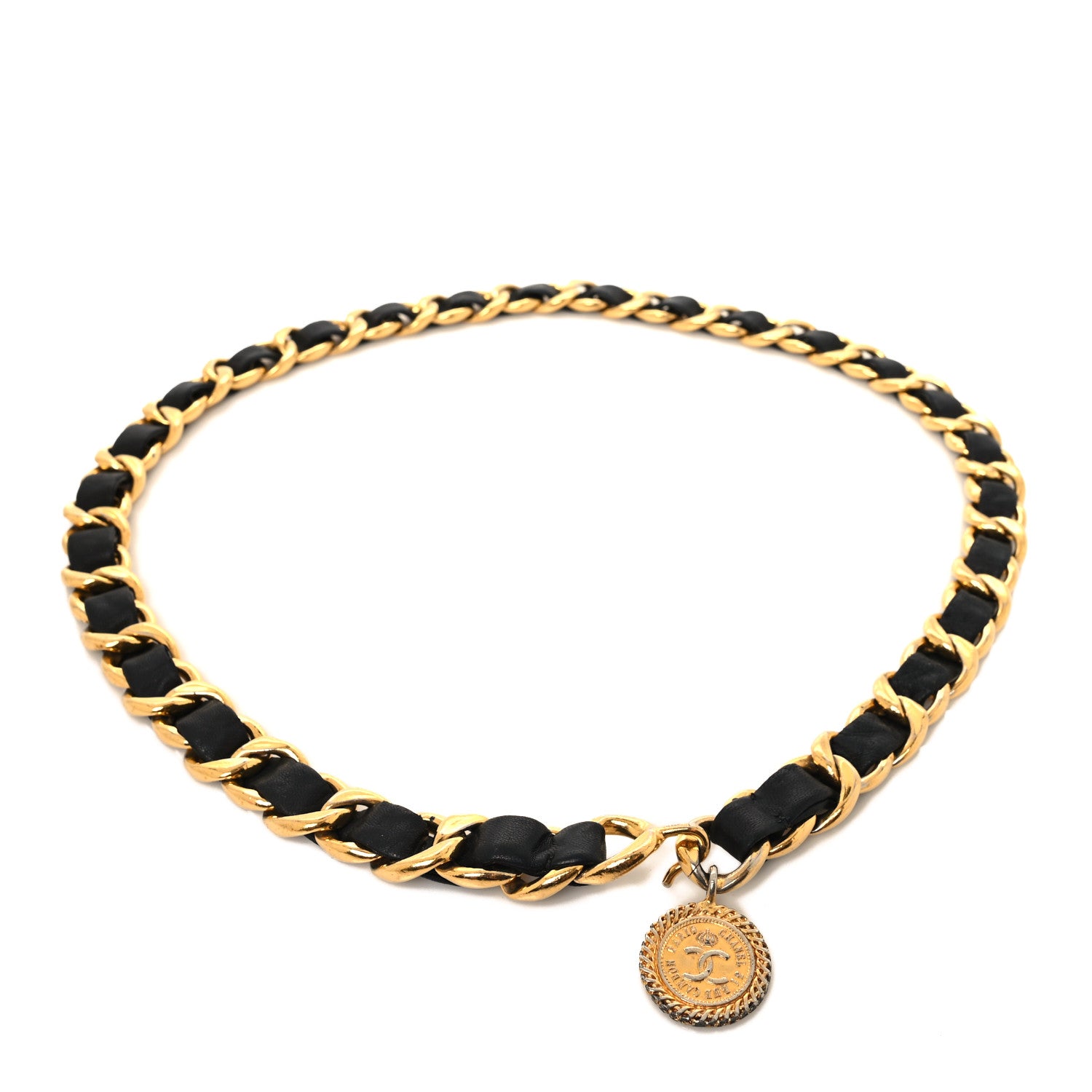 Chanel Lambskin Chain CC Medallion Belt Black Gold 1 of 4