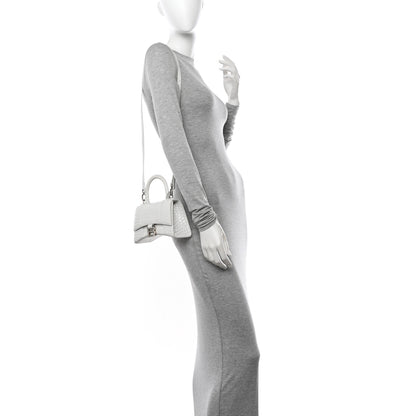 Balenciaga Shiny Calfskin Crocodile Embossed Hourglass Top Handle Bag XS White 2 of 11