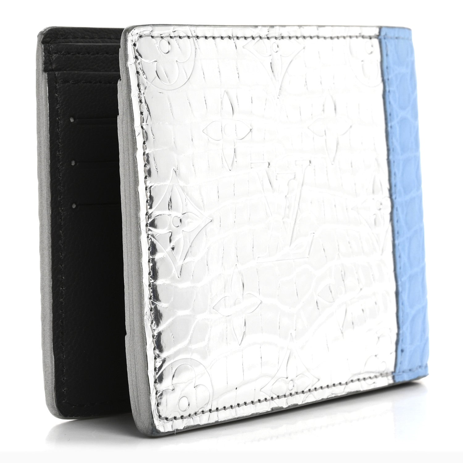 Louis Vuitton Metallic Alligator Multiple Wallet Blue 3 of 8