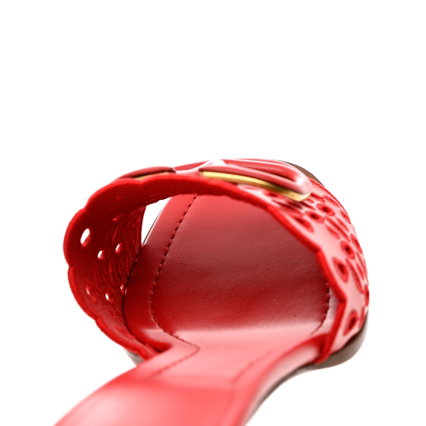 Calfskin Atelier 08 San Gallo VLogo Laser Cut 65mm Slide Sandals 39 Red