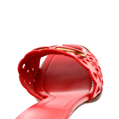 Valentino Garavani Calfskin Atelier 08 San Gallo VLogo Laser Cut 65mm Slide Sandals 39 Red 11 of 11