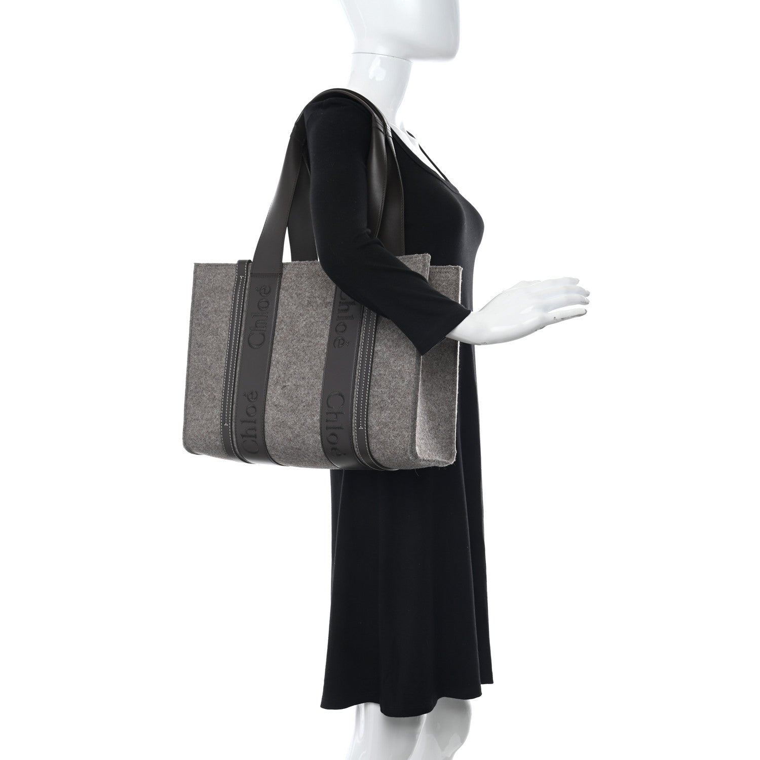 Chloe Felt Calfskin Medium Woody Ribbon Tote Deep Beige 2 of 11
