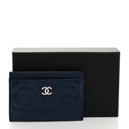 Chanel Lambskin Camellia Embossed Card Holder Navy 9 of 9