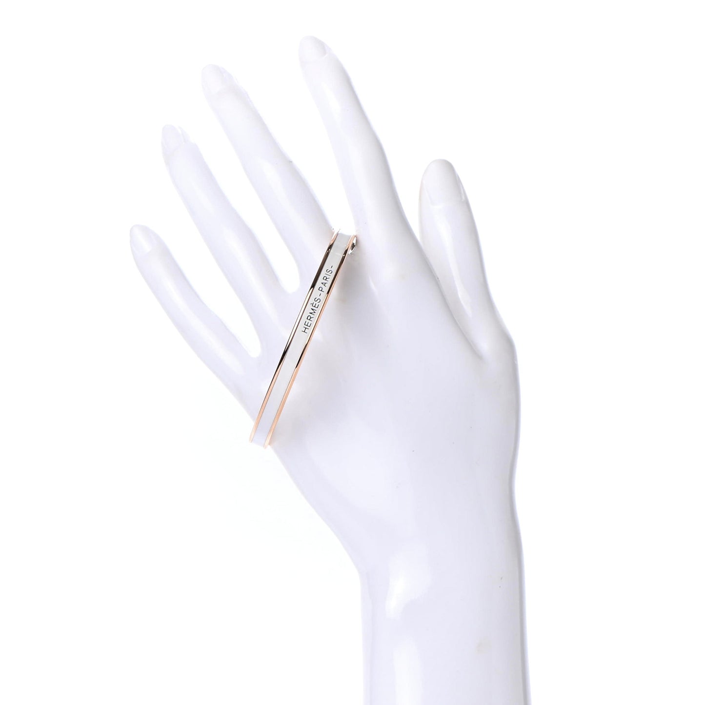 Enamel Printed Extra Narrow Bracelet 65 White