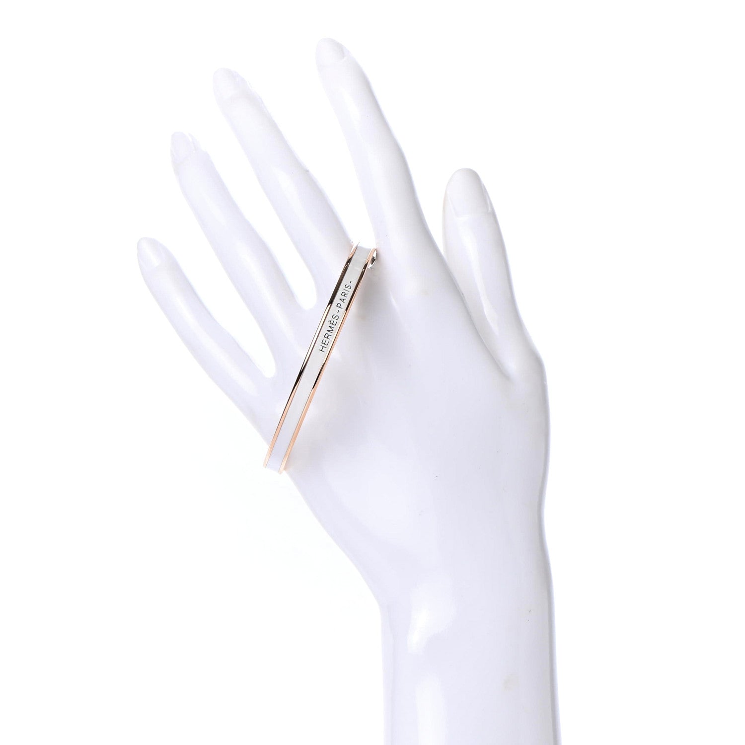 Hermes Enamel Printed Extra Narrow Bracelet 65 White 2 of 5
