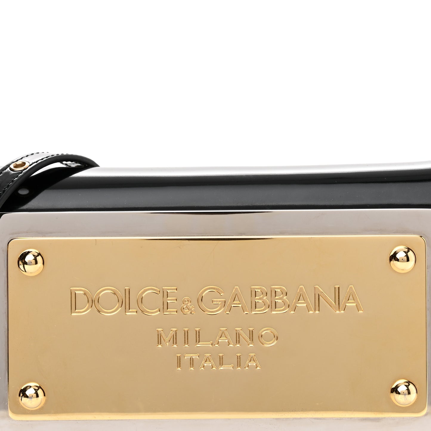 Patent Calfskin Maxi Logo Plate Phone Shoulder Bag Black
