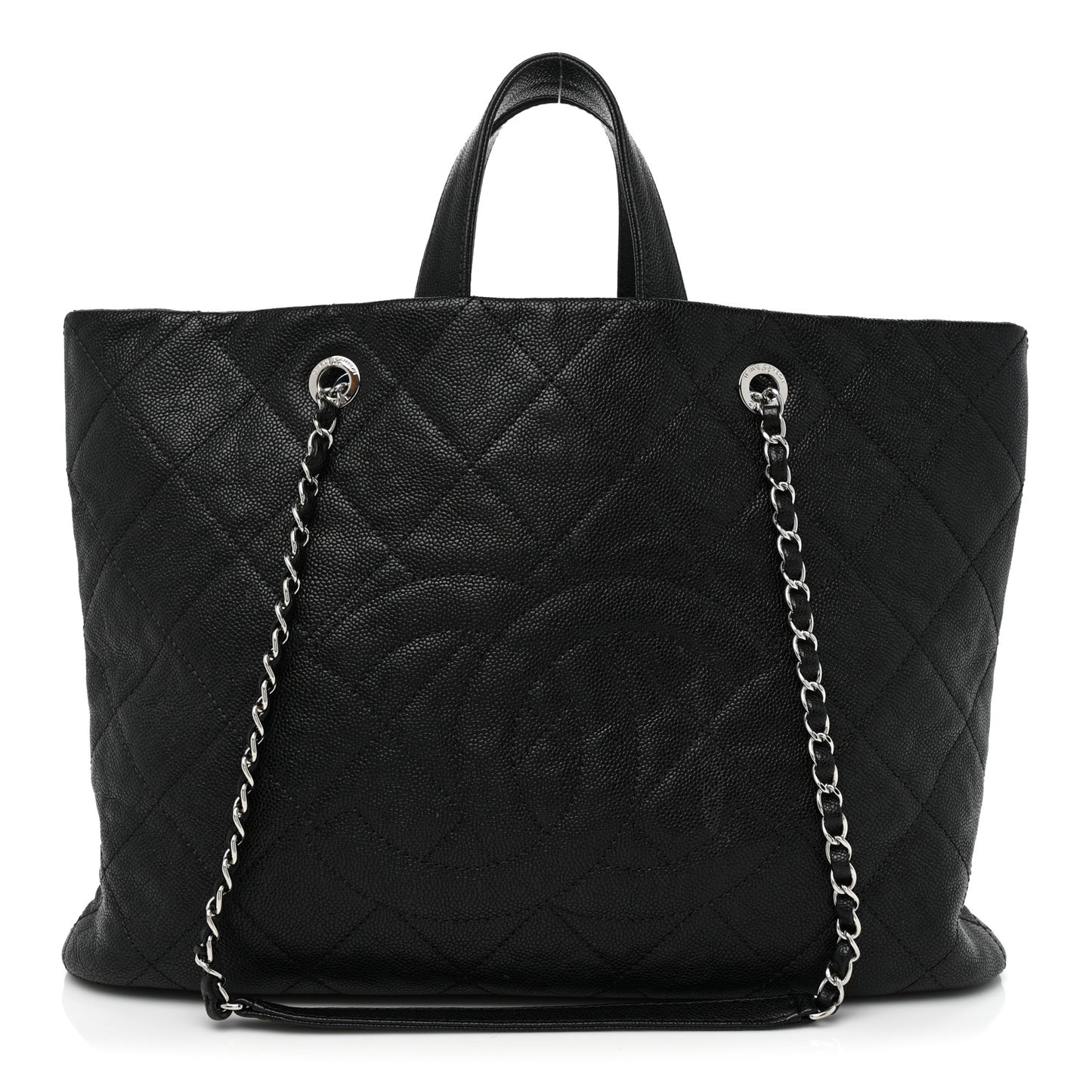 Caviar Quilted Large CC Tote Black