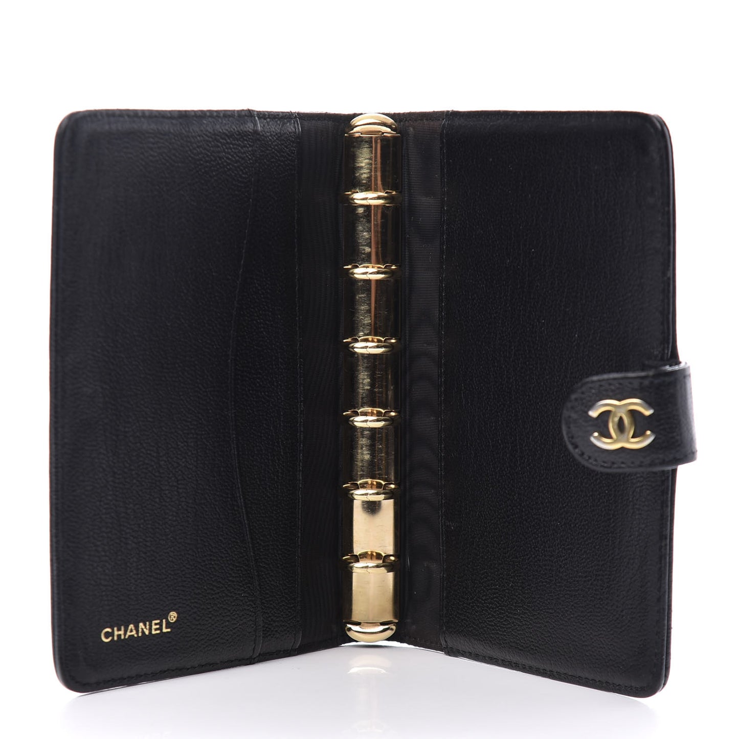 Goatskin Small Ring Agenda Planner Black