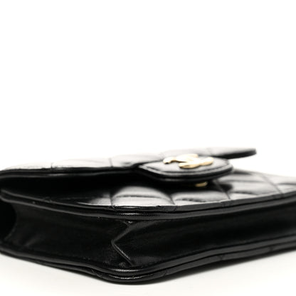 Chanel Lambskin Quilted Top Handle Flap Coin Purse With Chain Black 10 of 13