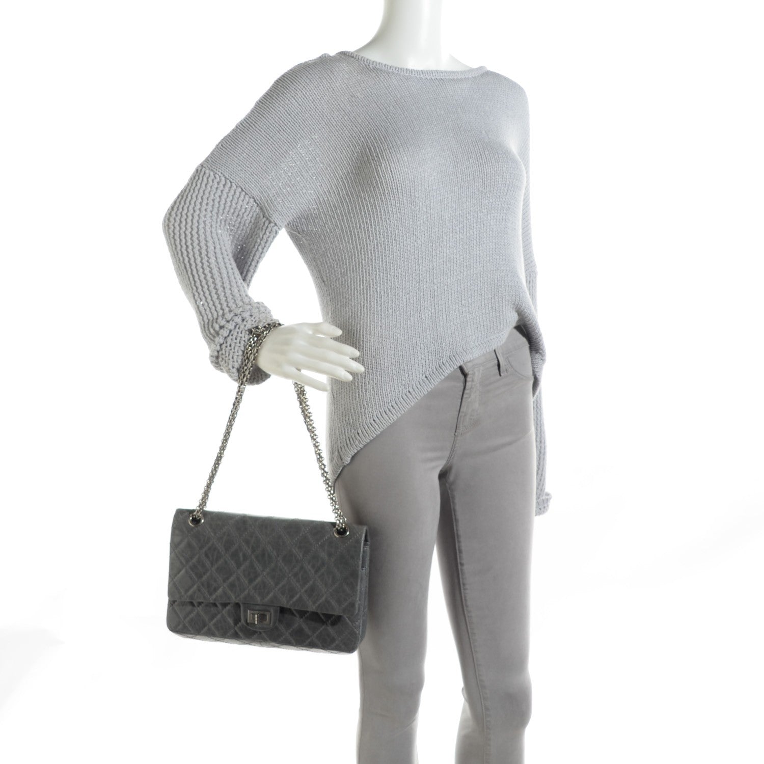 Chanel Aged Calfskin Quilted 50th Anniversary 2.55 Reissue Flap 226 Grey 2 of 9