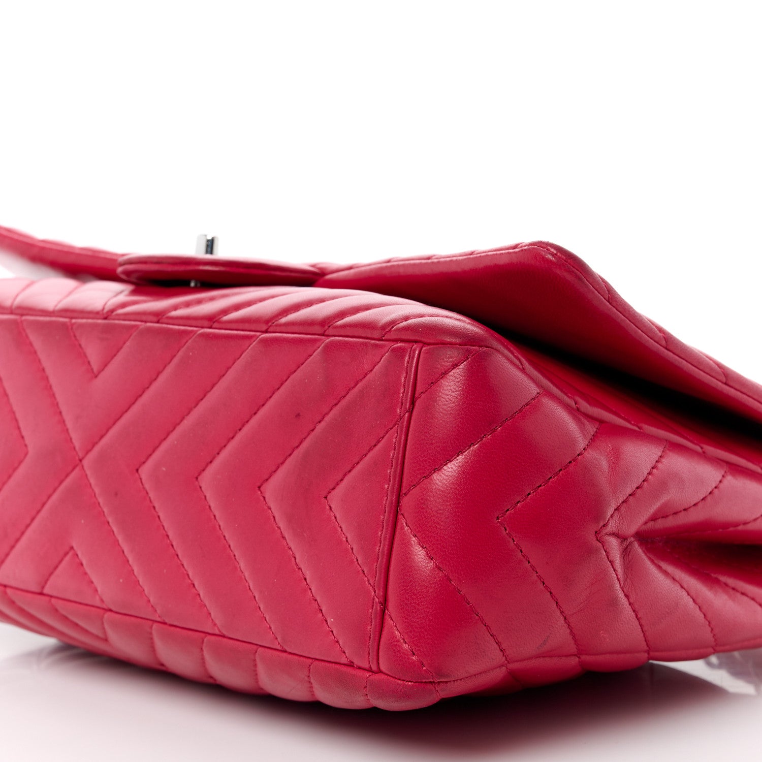 Chanel Lambskin Chevron Quilted Maxi Single Flap Red 11 of 17