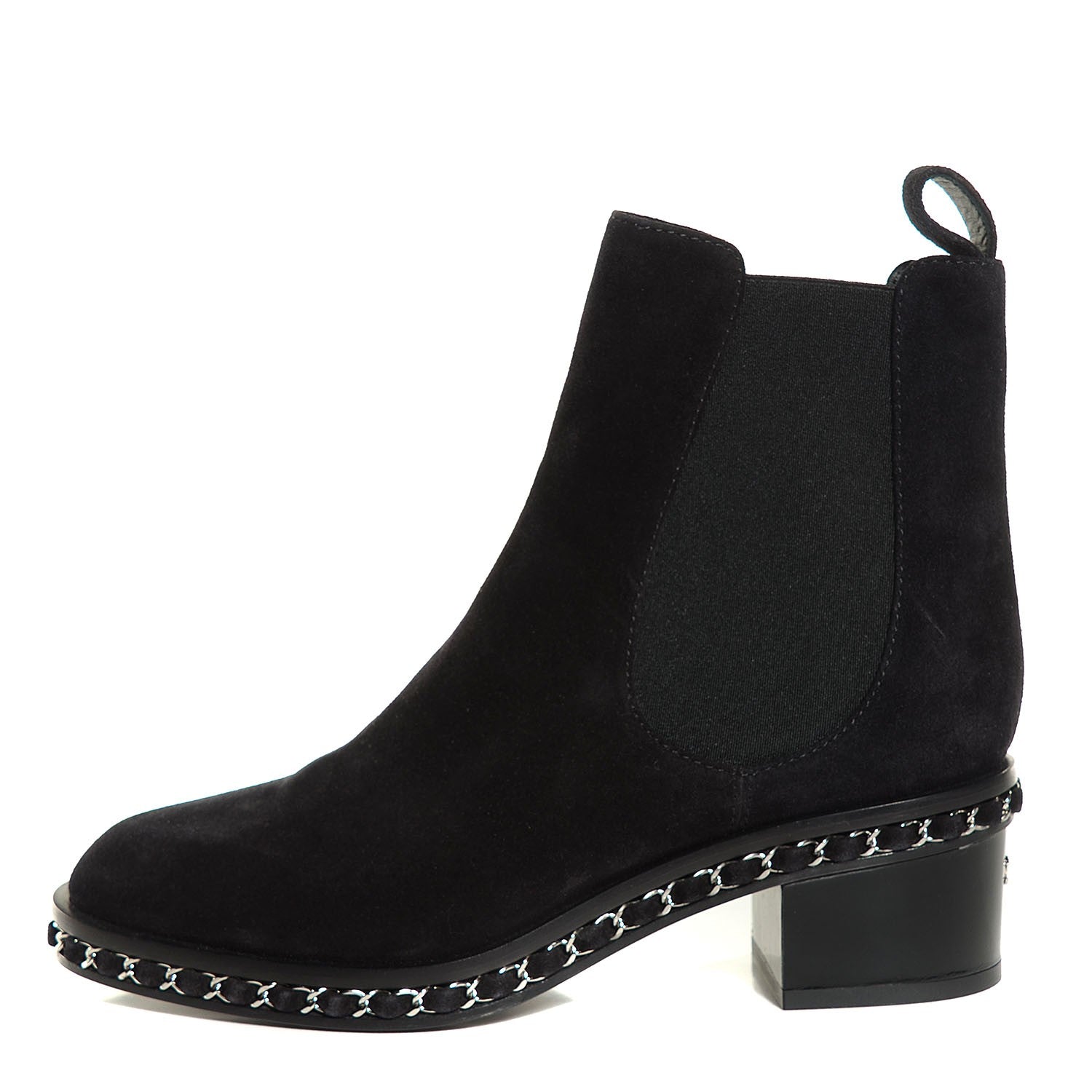 Chanel Suede Chain Around Elastic Boots 39 Marron Clair 1 of 8