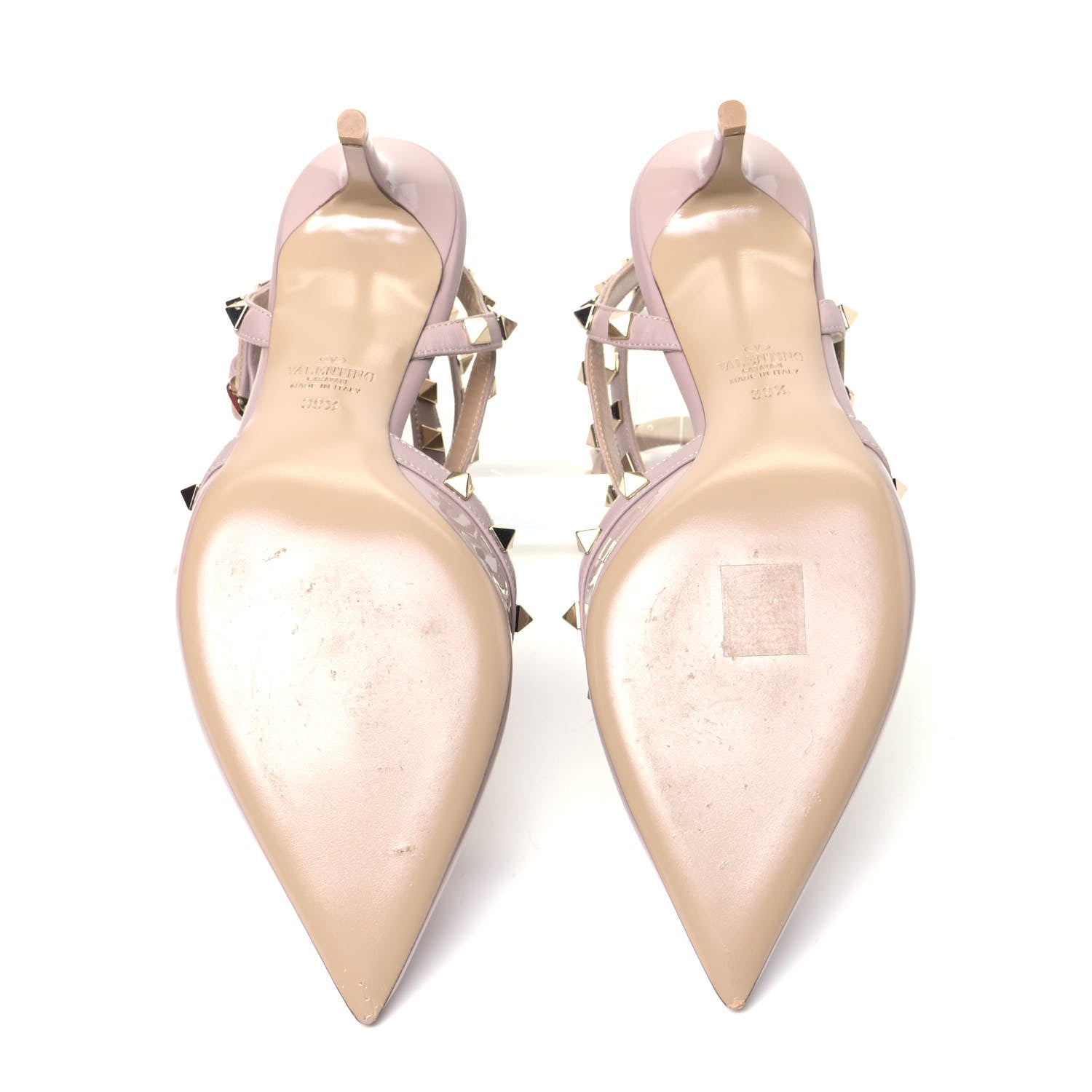 Valentino Garavani Patent Rockstud Ankle Strap Low Heel Pumps 39.5 Poudre 8 of 14