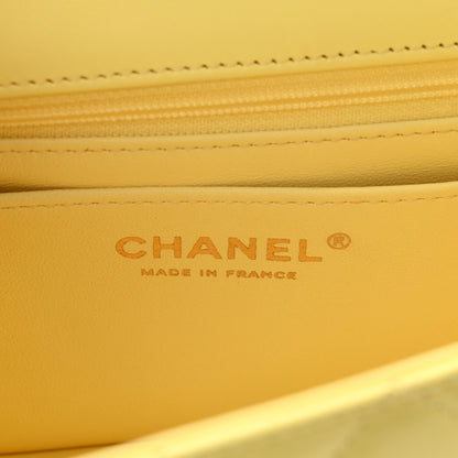 Chanel Lambskin Quilted Mini Chain Top Handle Rectangular Flap Light Yellow 6 of 10
