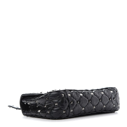 Valentino Garavani Craquele Nappa Small Rockstud Spike Shoulder Bag Black 3 of 10