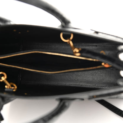 Saint Laurent Calfskin Crocodile Embossed Small Sac de Jour Black 5 of 15