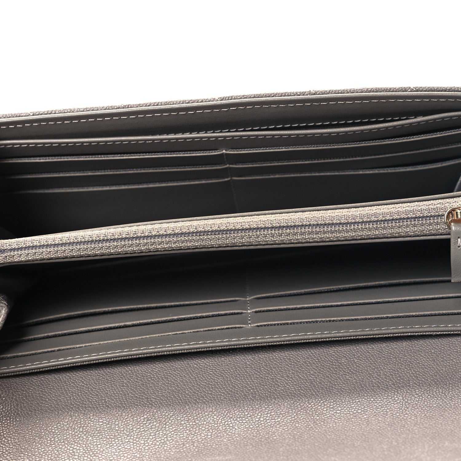 Chanel Caviar Quilted Large Boy Gusset Flap Wallet Grey 5 of 7