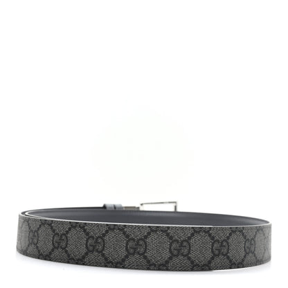 Gucci Selleria Calfskin GG Supreme Monogram Reversible Belt 95 38 Graphite Grey Black 2 of 5