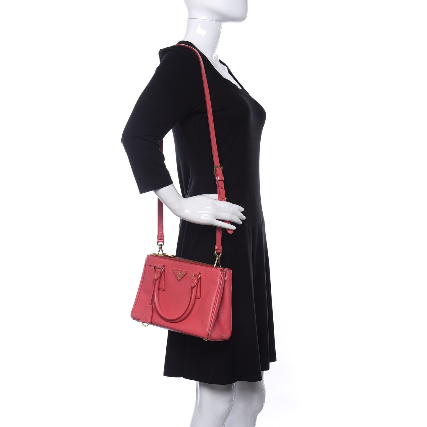 Saffiano Mini Galleria Double Zip Tote Fragola