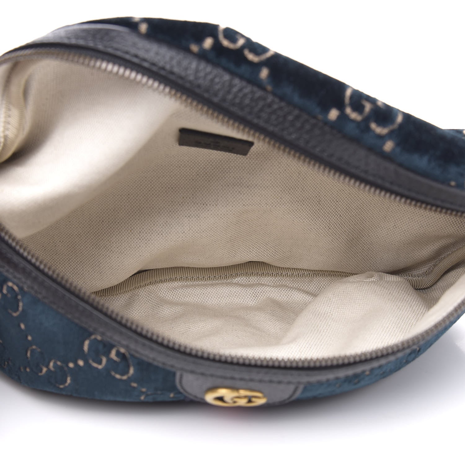 Gucci Velvet GG Monogram Web Belt Bag Blue Beige 5 of 9