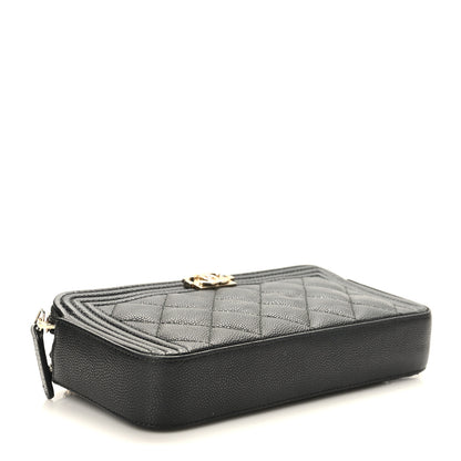 Chanel Caviar Quilted Small Boy Clutch With Chain Black 4 of 11