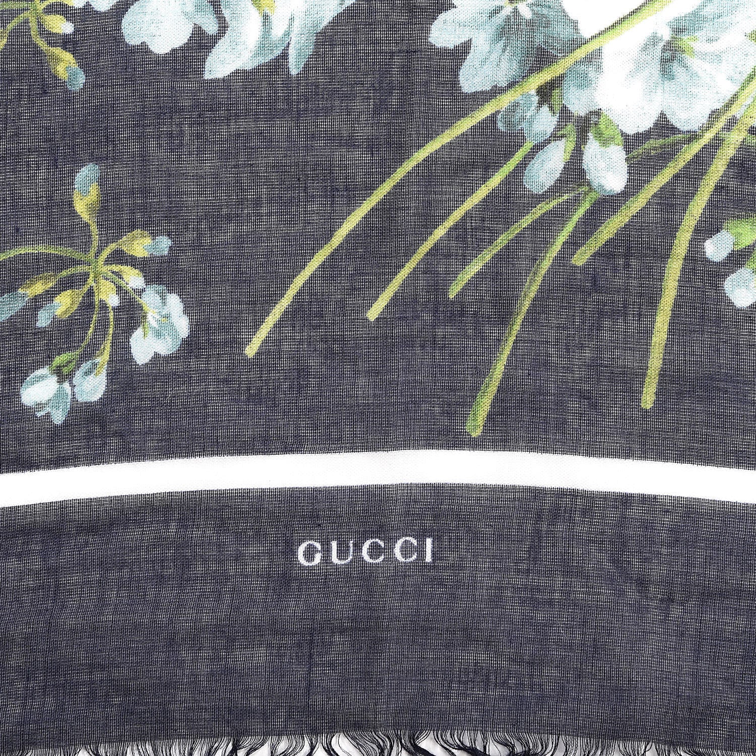 Gucci Modal Silk New Bloom Square Scarf Midnight Blue Sky Blue 4 of 5