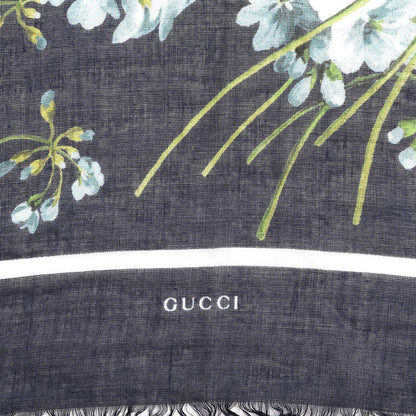 Gucci Modal Silk New Bloom Square Scarf Midnight Blue Sky Blue 4 of 5