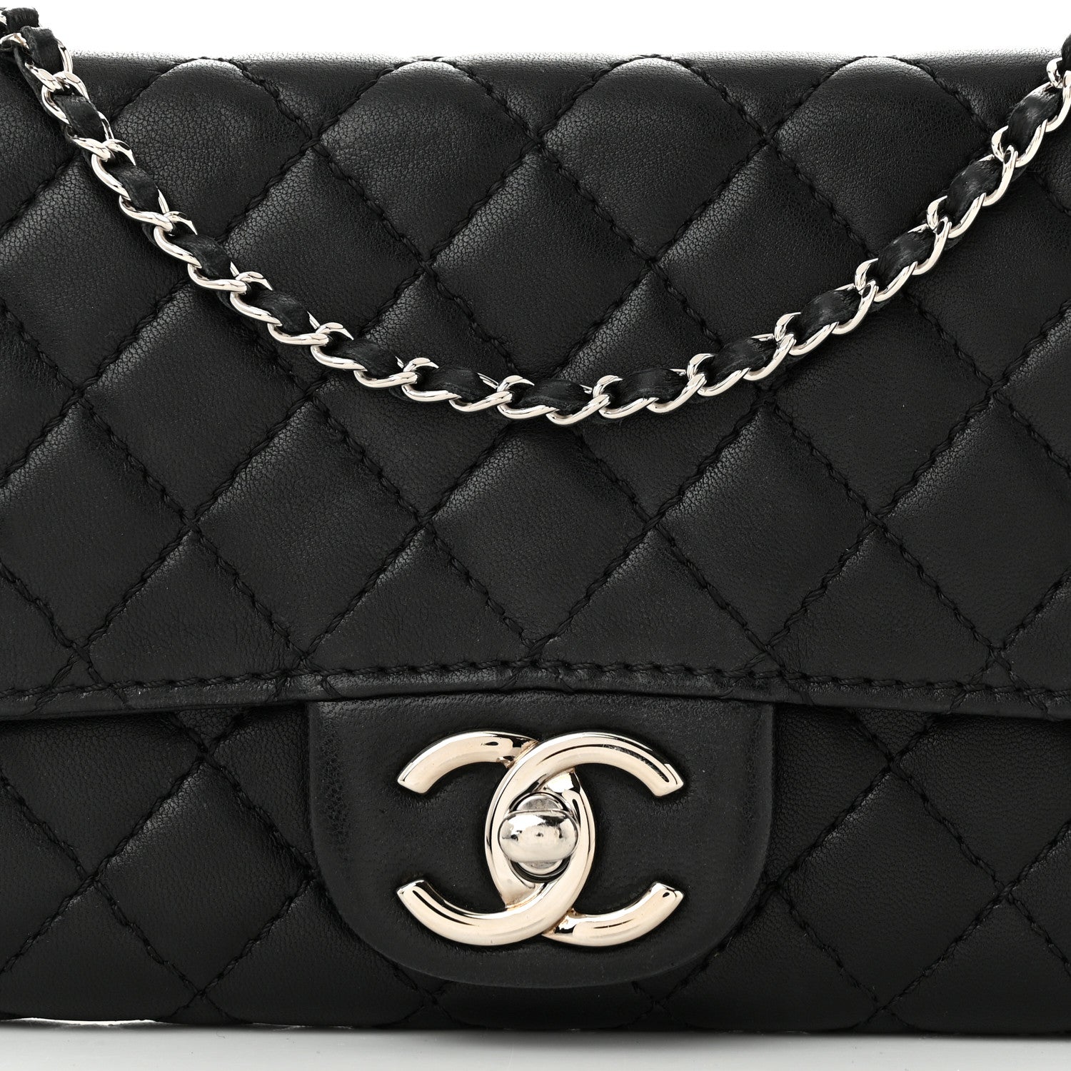 Chanel Lambskin Quilted East West Flap Clutch  Black 7 of 9