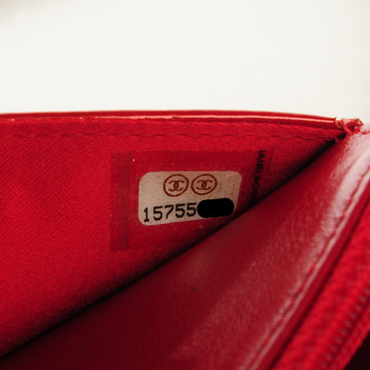Chanel Patent Camellia Embossed Wallet On Chain WOC Dark Red 8 of 8