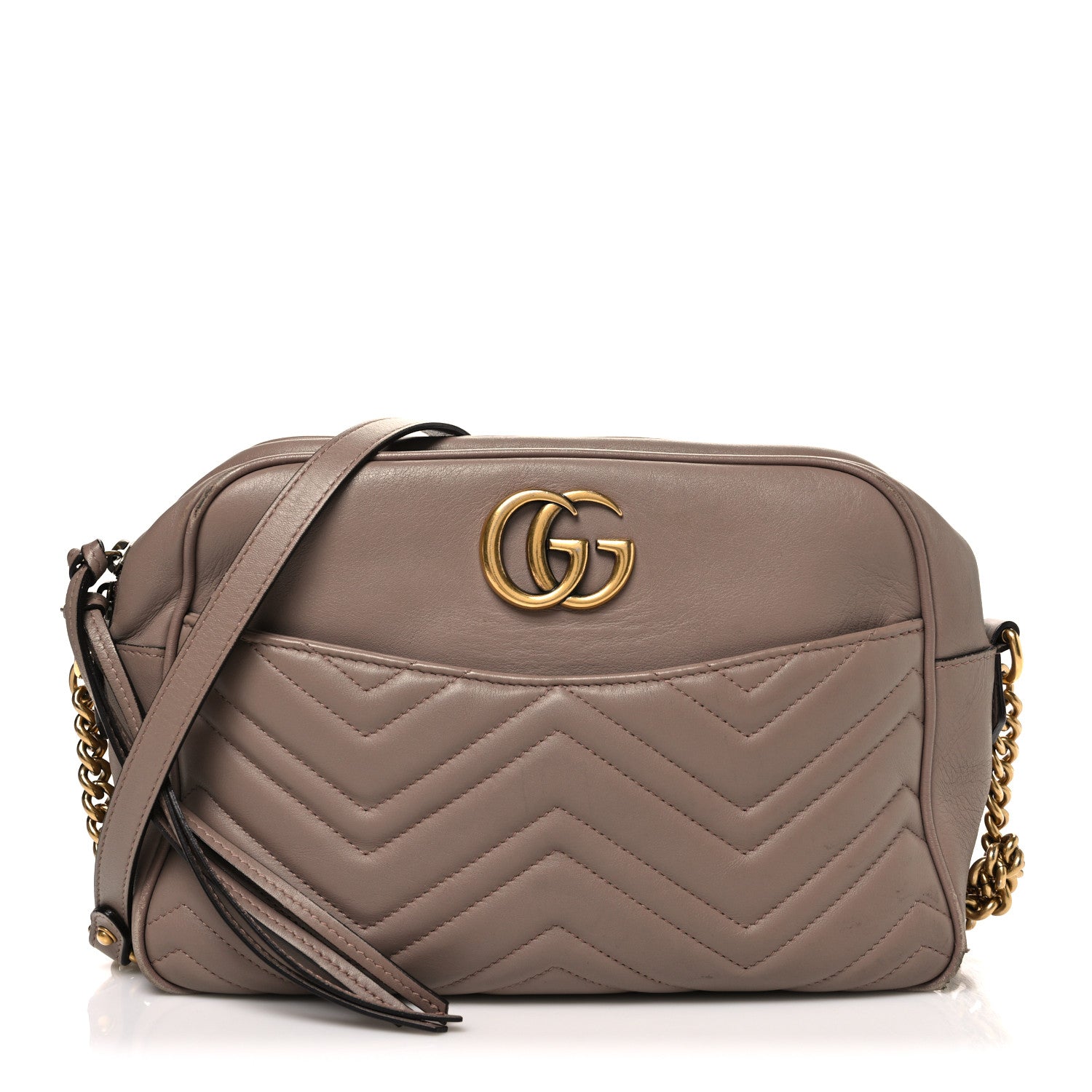 Gucci Calfskin Matelasse Medium GG Marmont Chain Shoulder Bag Porcelain Rose 1 of 12