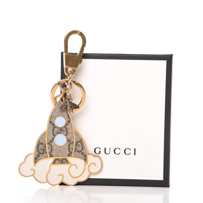Gucci Brass GG Supreme Rocketship Key Chain 3 of 3