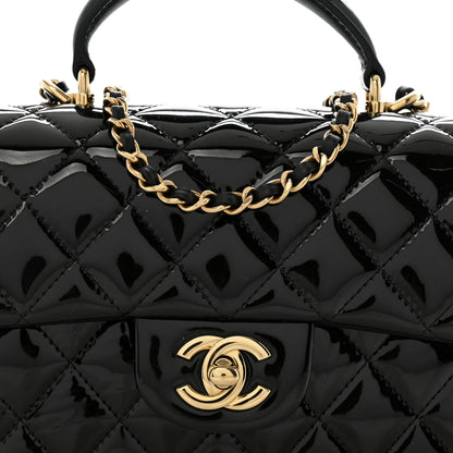 Chanel Patent Quilted Mini Top Handle Rectangular Flap Black 8 of 12